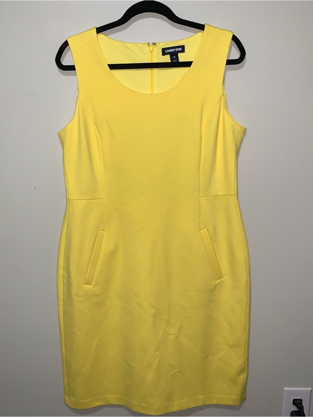 Lands' End Sunny Yellow Sleeveless Sheath Midi Dress